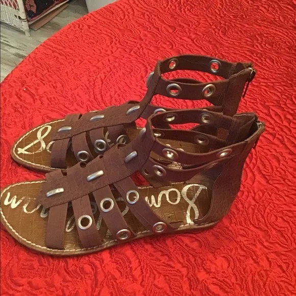 Sam Edelman brown strappy sandals zipper back 7.5 - Picture 5 of 9